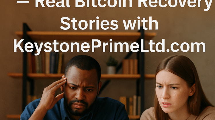 A concerned man and focused woman working together at a desk reviewing Bitcoin recovery data, symbolizing real crypto theft victims reclaiming their funds through KeystonePrimeLtd.com’s professional forensic tracing and recovery services.